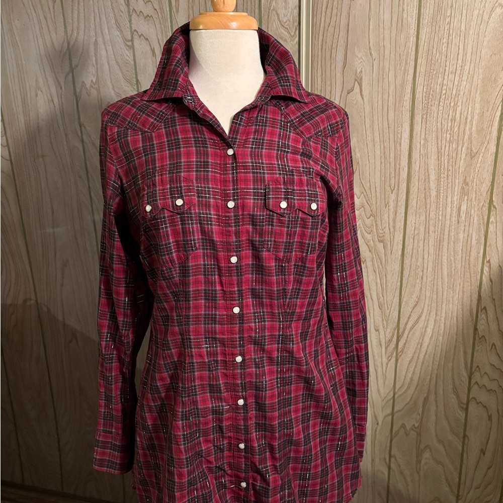 Converse One Star Maroon Plaid Button-Up Cotton Shirt